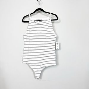 Abercrombie & Fitch Bodysuit High Neck Striped Sleeveless Top Size XL NEW